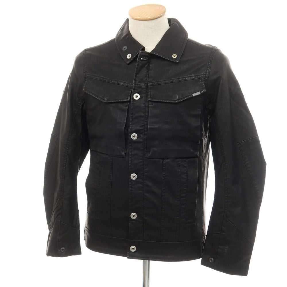 【中古】ジースターロウ G-STAR RAW レーヨンポリエステル フェイクレザー ジップアップ レザーブルゾン ブラック【 XS 】【 状態ランクA 】【 メンズ 】