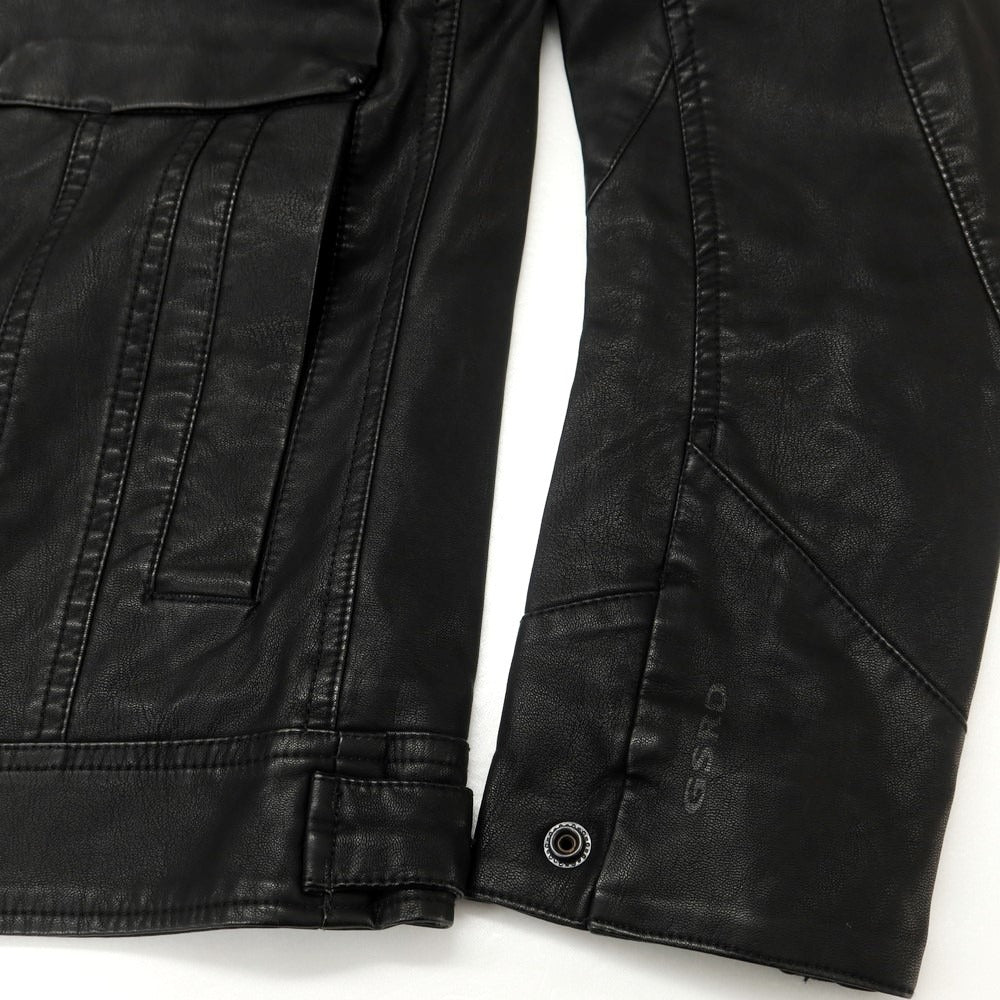 【中古】ジースターロウ G-STAR RAW レーヨンポリエステル フェイクレザー ジップアップ レザーブルゾン ブラック【 XS 】【 状態ランクA 】【 メンズ 】