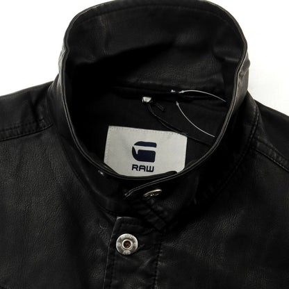 【中古】ジースターロウ G-STAR RAW レーヨンポリエステル フェイクレザー ジップアップ レザーブルゾン ブラック【 XS 】【 状態ランクA 】【 メンズ 】