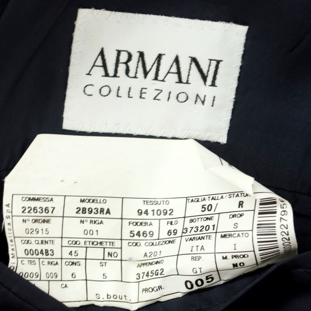 【中古】アルマーニ コレッツォーニ ARMANI COLLEZIONI ウール チェック 2つボタンスーツ ネイビーxブラック【 50 】【 状態ランクC 】【 メンズ 】