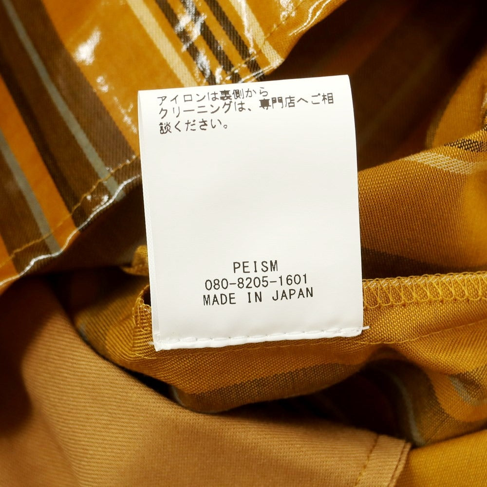 【中古】ペイズム PEISM コーティング コットンレーヨン バンドカラー 半袖シャツ マスタードxブラック【 2 】【 状態ランクA 】【 メンズ 】[EPD]