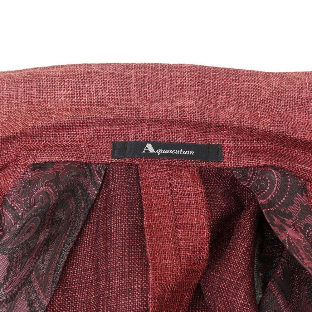 【中古】アクアスキュータム Aquascutum ウールシルクリネン 2B テーラードジャケット ワインレッド【サイズA4】【RED】【S/S】【状態ランクD】【メンズ】【759172】