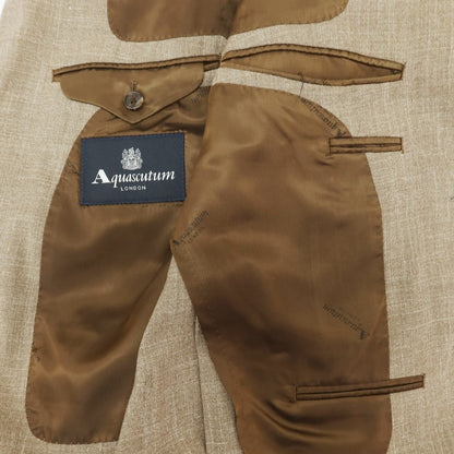 【中古】アクアスキュータム Aquascutum ウールシルクリネン 2B テーラードジャケット ライトブラウン系【サイズA4】【BRW】【S/S】【状態ランクC】【メンズ】【759172】