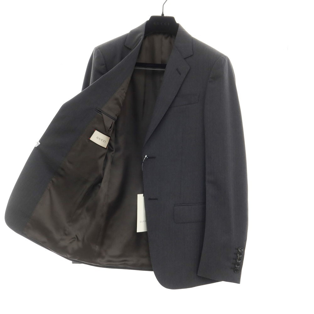【中古】【未使用】グッチ GUCCI ウール ヘリンボーン 2つボタンスーツ ダークグレー【サイズ44】【 状態ランクS 】【 メンズ 】[EPD]