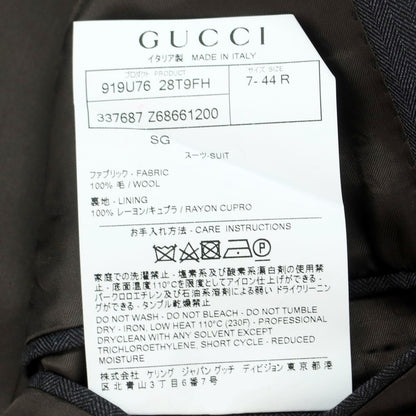 【中古】【未使用】グッチ GUCCI ウール ヘリンボーン 2つボタンスーツ ダークグレー【 44 】【 状態ランクS 】【 メンズ 】