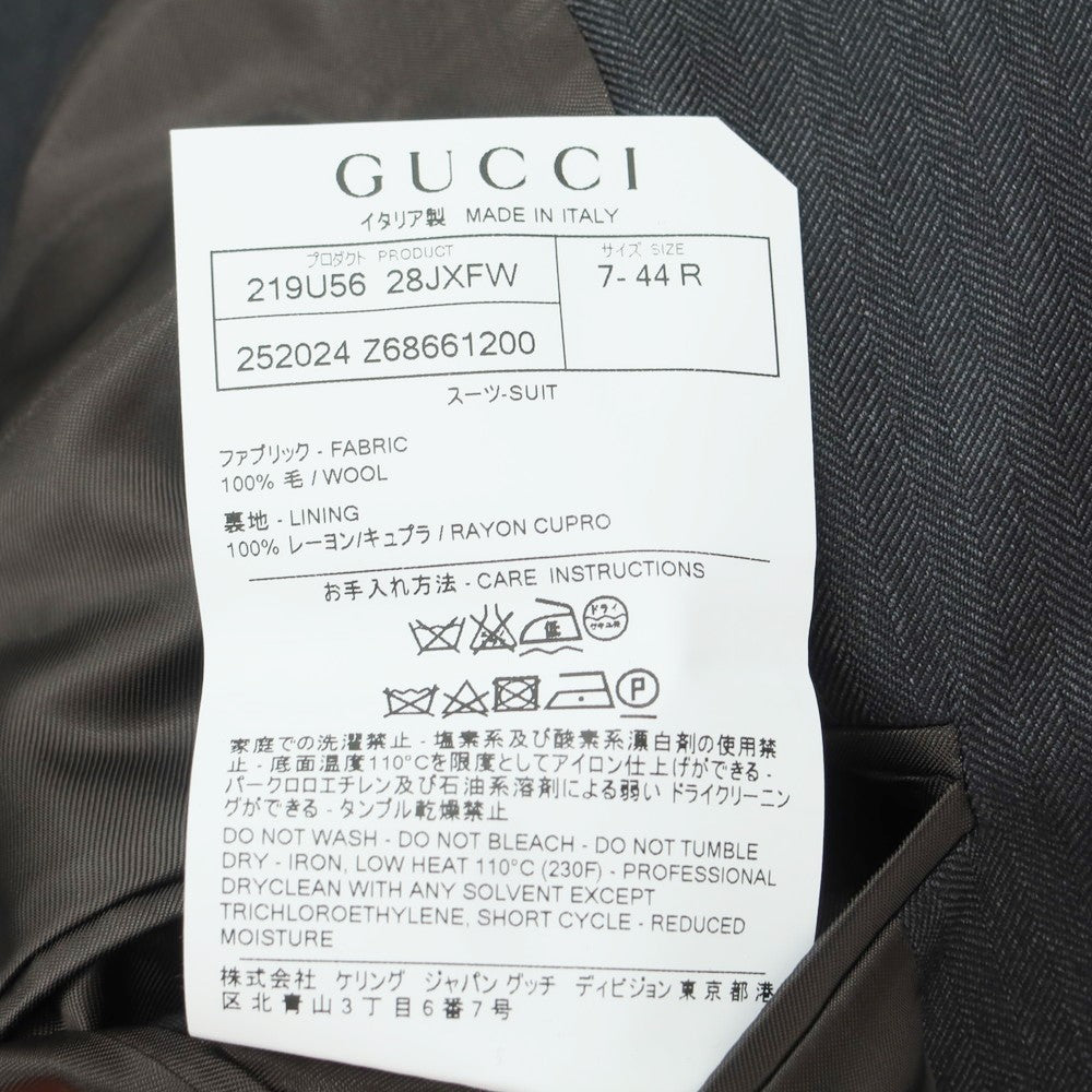 [Used] [Unused] GUCCI Wool Herringbone 2-Button Suit Dark Grey [44] [Condition Rank S] [Men&