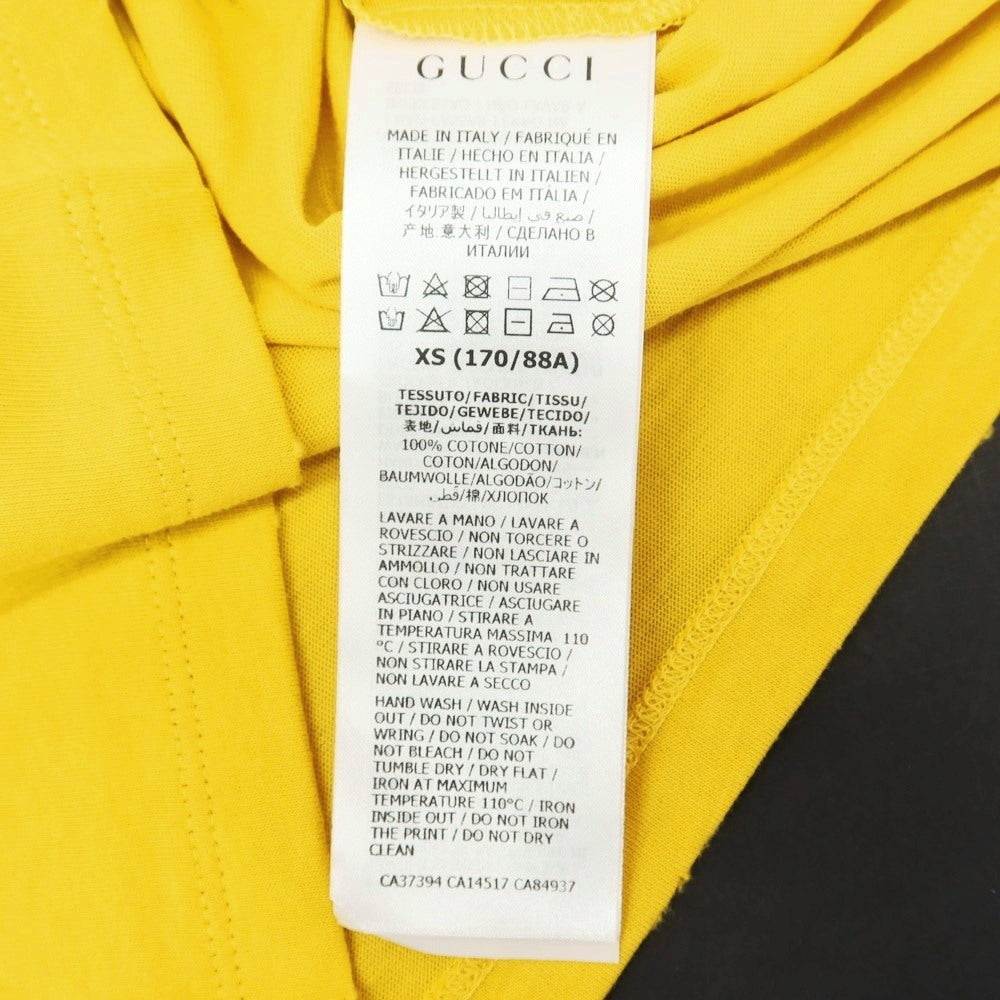 【中古】グッチ GUCCI CHIME ロゴプリント 半袖Ｔシャツ イエロー【 XS 】【 状態ランクA 】【 メンズ 】