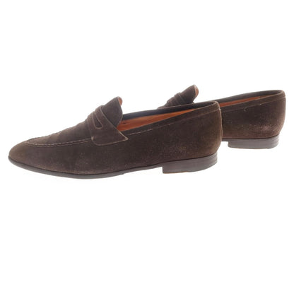 【中古】サントーニ Santoni スエード コインローファー ダークブラウン【 8 】【 状態ランクC 】【 メンズ 】