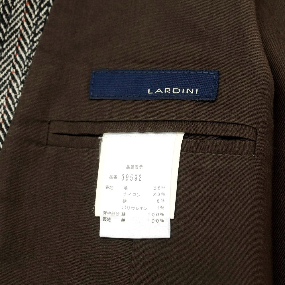 【中古】ラルディーニ LARDINI ウールナイロンシルク ヘリンボーン ベスト ジレ ブラックxオフホワイト【 48 】【 状態ランクC 】【 メンズ 】