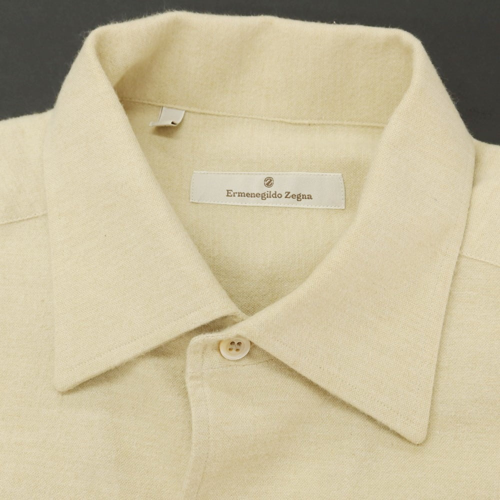 【中古】エルメネジルドゼニア Ermenegildo Zegna フランネルコットン イタリアンカラーシャツ イエローベージュ【 L 】【 状態ランクB 】【 メンズ 】