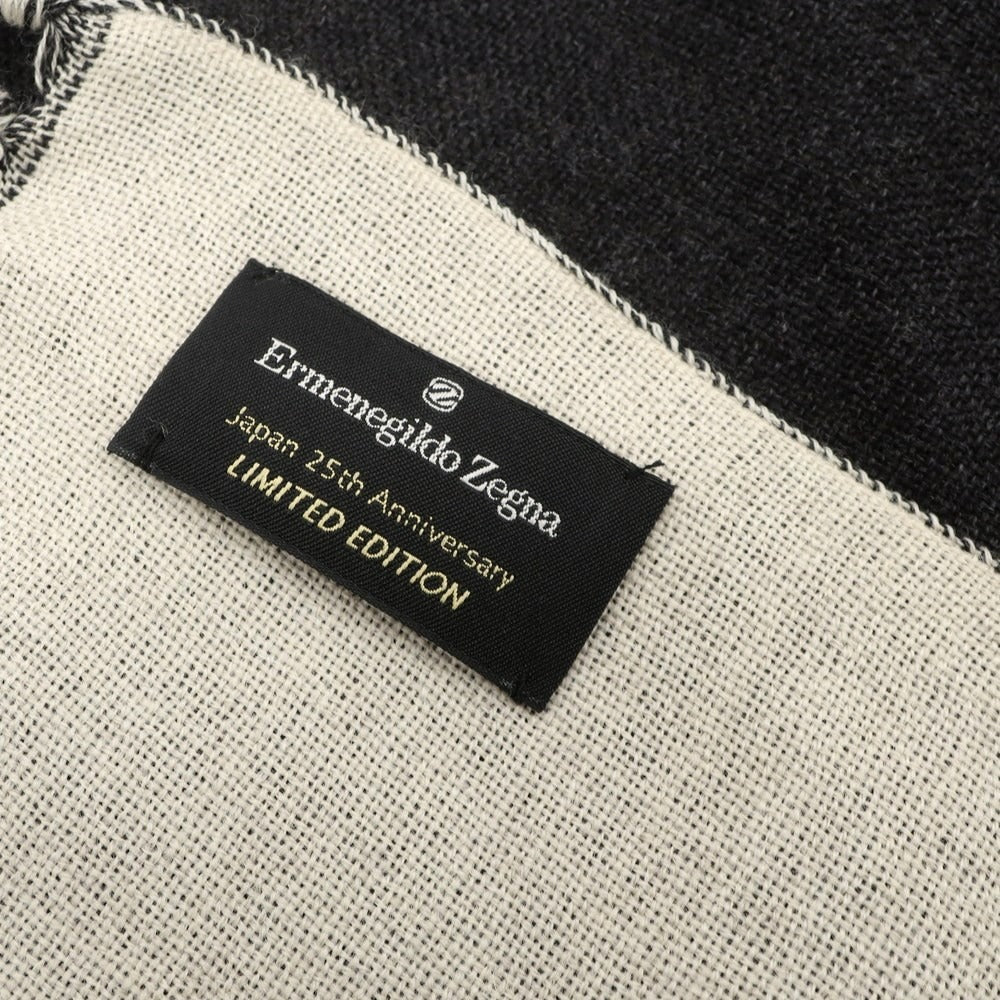 【中古】エルメネジルドゼニア Ermenegildo Zegna ダブルフェイス ウール ストール チャコールグレーxライトベージュ【 状態ランクB 】【 メンズ 】