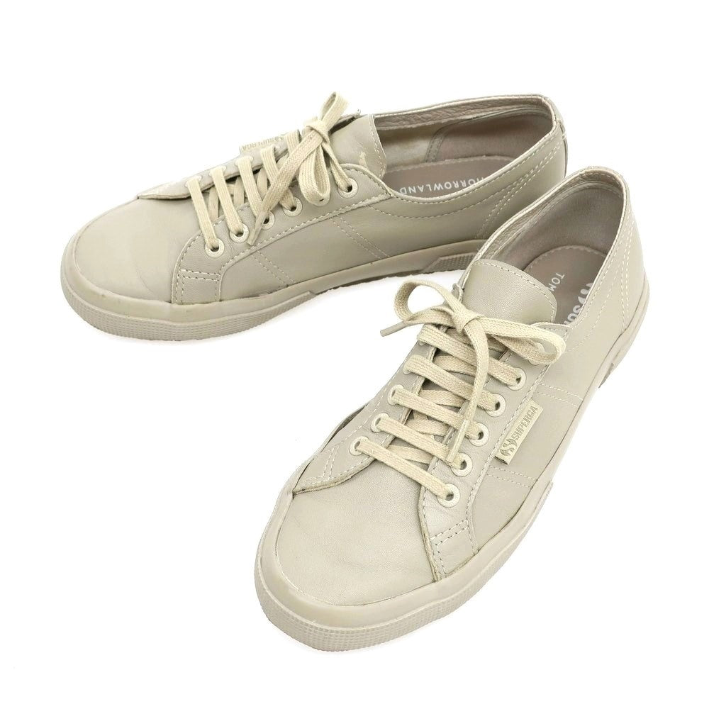 【中古】スペルガ SUPERGA ×トゥモローランド レザー スニーカー グレージュ【 41 】【 状態ランクC 】【 メンズ 】