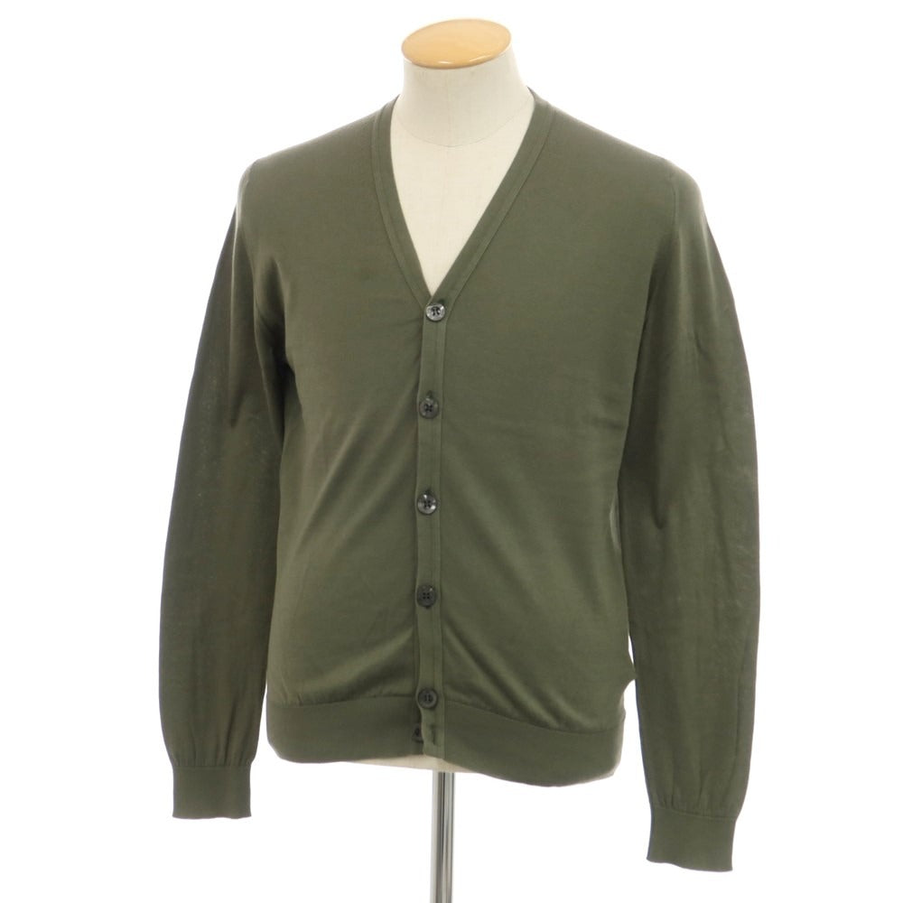 【中古】ジョンスメドレー JOHN SMEDLEY コットン ハイゲージ カーディガン オリーブ【サイズS】【GRN】【S/S】【状態ランクC】【メンズ】【759097】