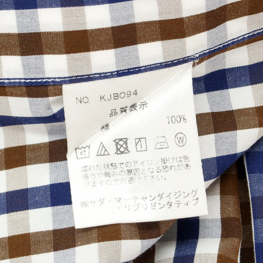 【中古】メイカーズシャツ カマクラ Makers Shirt 鎌倉 チェック ホリゾンタルカラーシャツ ホワイトxネイビー【 39 】【 状態ランクB 】【 メンズ 】