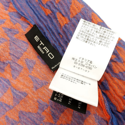 【中古】エトロ ETRO レーヨンシルク ペイズリー ストール ダークブルーxオレンジ【 状態ランクB 】【 メンズ 】