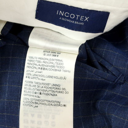 【中古】インコテックス INCOTEX ウール チェック ドレススラックスパンツ ライトネイビーxグレー系【サイズ46】【NVY】【S/S】【状態ランクB】【メンズ】【759094】