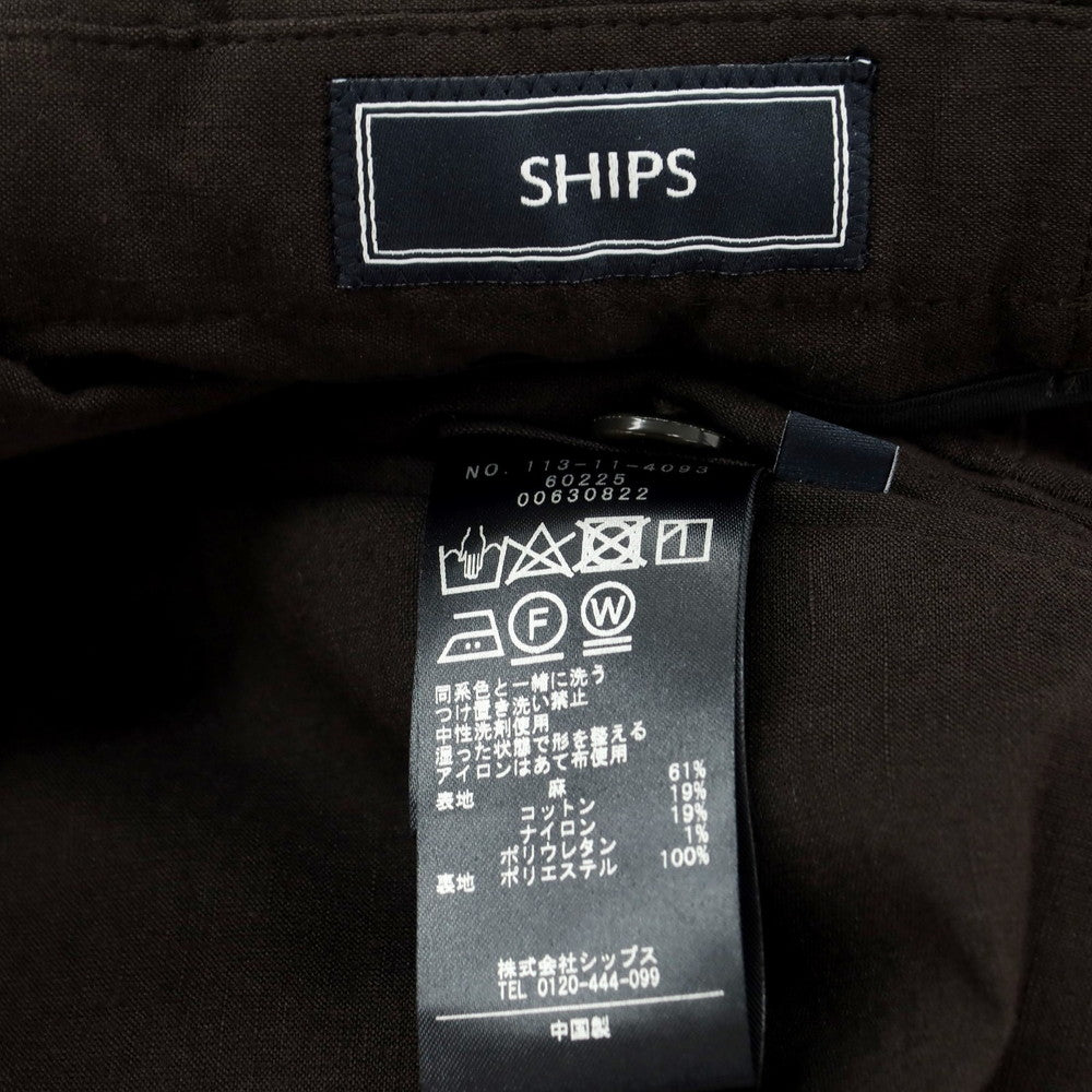 【中古】【未使用】シップス SHIPS リネンコットンナイロン ドレススラックスパンツ ダークブラウン【サイズS】【BRW】【S/S】【状態ランクS】【メンズ】【759094】