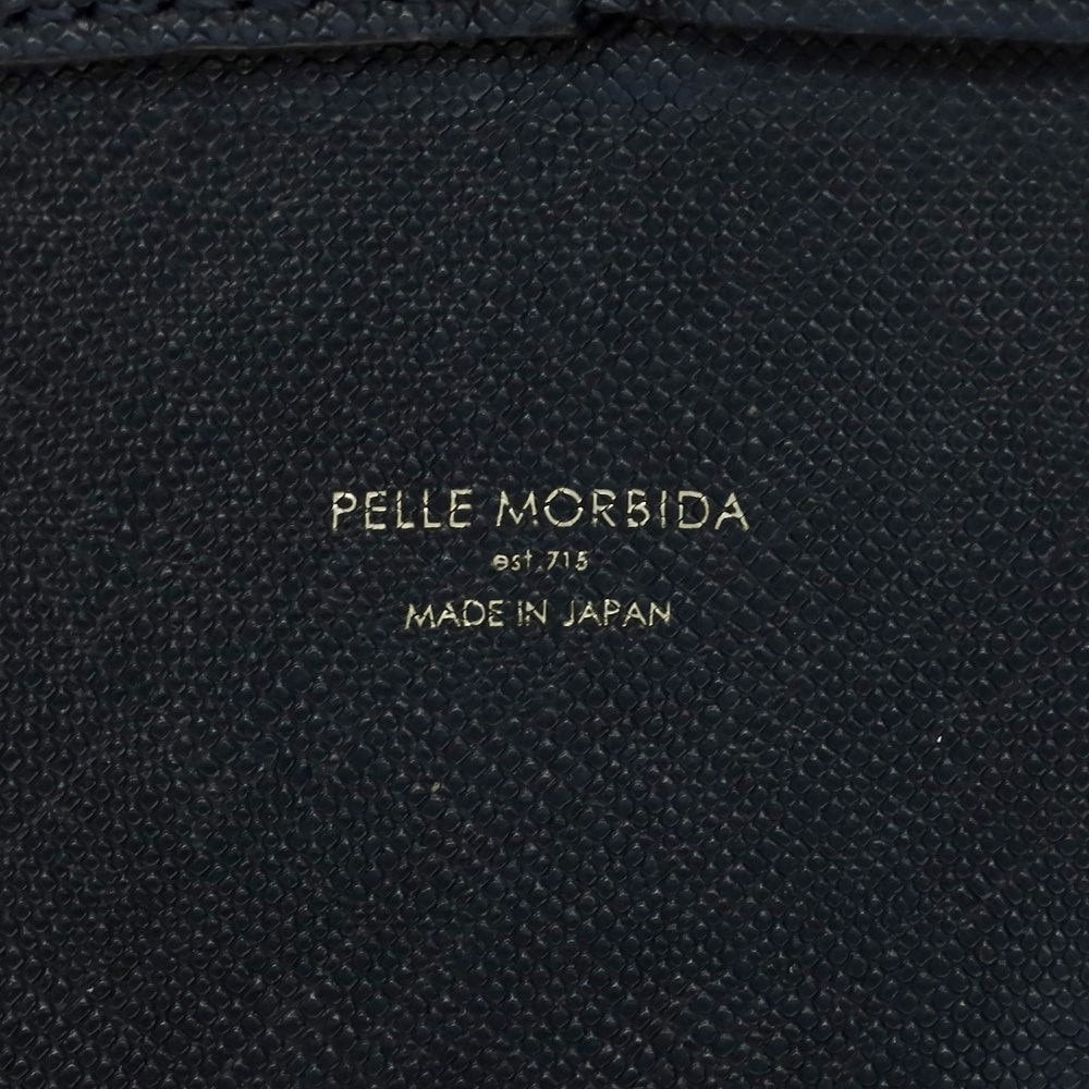 【中古】ペッレモルビダ PELLE MORBIDA 型押しレザー ブリーフケース ダークネイビー【 状態ランクC 】【 メンズ 】