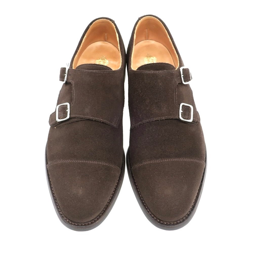 【中古】クロケットアンドジョーンズ CROCKETT&amp;JONES LOWNDES4 スエード ダブルモンク ドレスシューズ ダークブラウン【 6 】【 状態ランクA 】【 メンズ 】