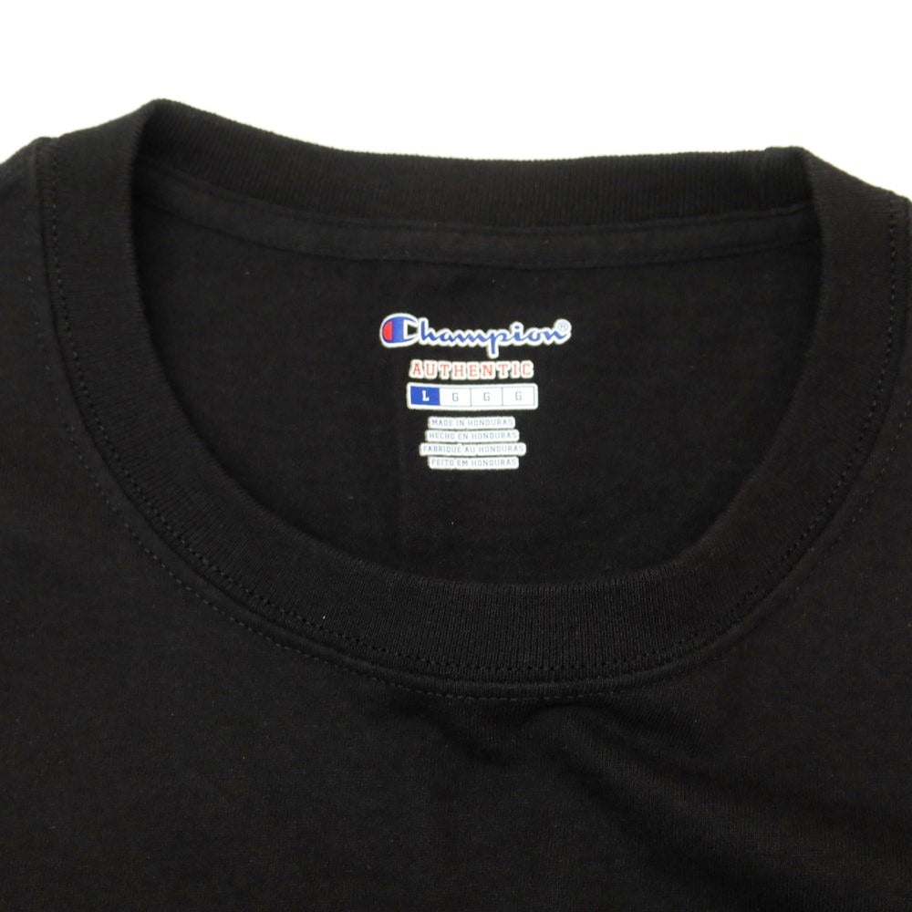 【中古】チャンピオン Champion コットン クルーネック 半袖Ｔシャツ ブラック【サイズL】【BLK】【S/S】【状態ランクB】【メンズ】【759096】