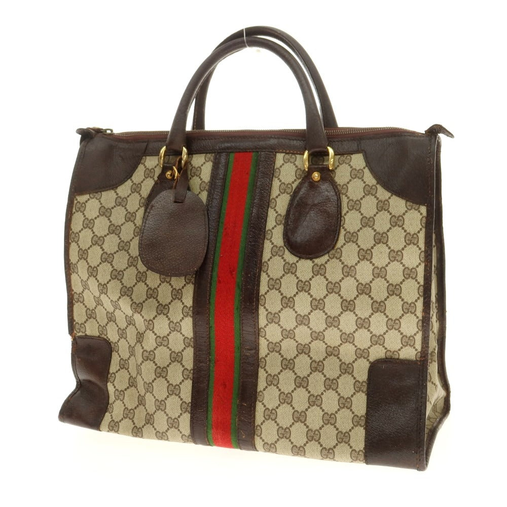 【中古】グッチ GUCCI GG PVC×レザー 70年代 トートバッグ ベージュxブラウン【 状態ランクD 】【 メンズ 】