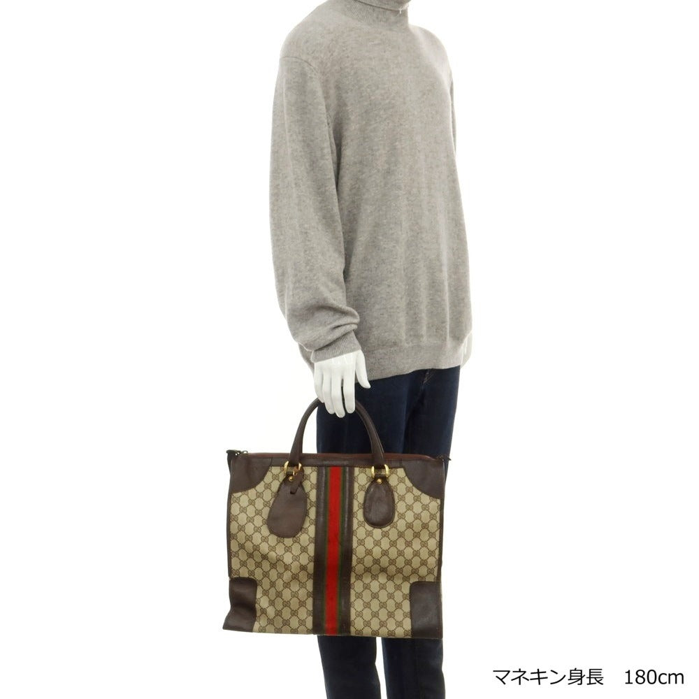 【中古】グッチ GUCCI GG PVC×レザー 70年代 トートバッグ ベージュxブラウン【 状態ランクD 】【 メンズ 】