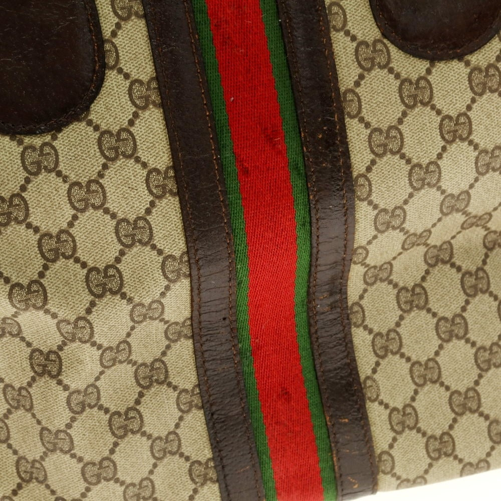 【中古】グッチ GUCCI GG PVC×レザー 70年代 トートバッグ ベージュxブラウン【 状態ランクD 】【 メンズ 】