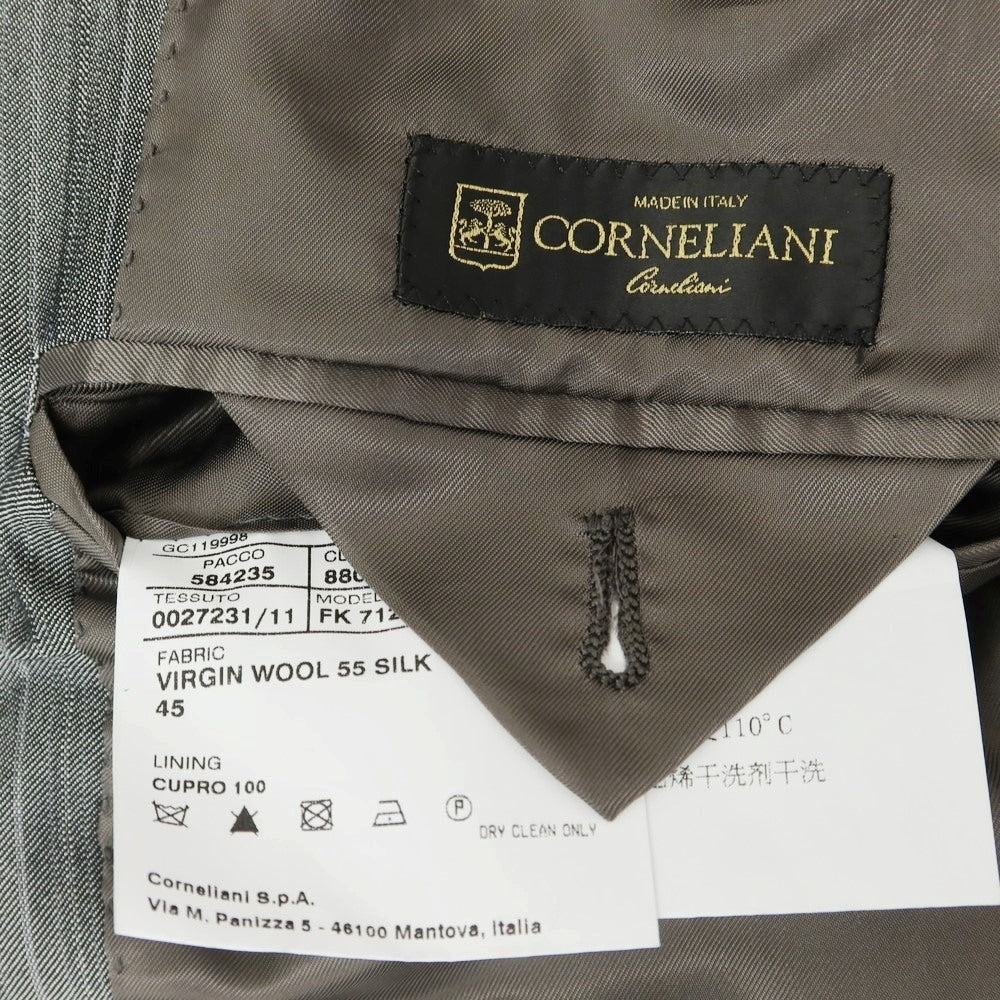 【中古】コルネリアーニ CORNELIANI ウール シルク ストライプ 3つボタンスーツ グレー【 サイズ44 】【 状態ランクB 】【 メンズ 】 [EPD]