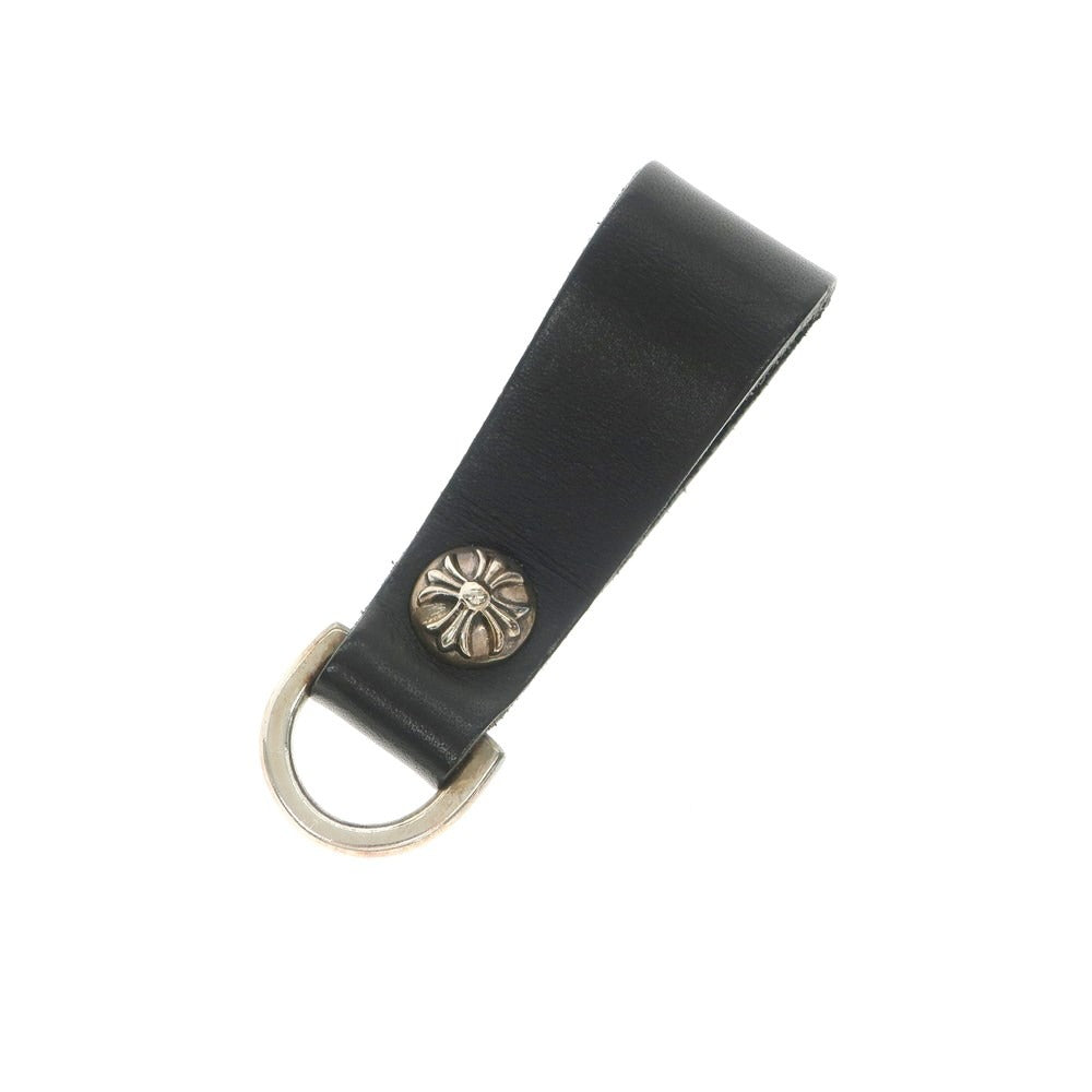 【中古】クロムハーツ CHROME HEARTS レザー キーホルダー ブラックxシルバー【 状態ランクB 】【 メンズ 】