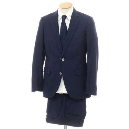 【中古】スーツカンパニー THE SUIT COMPANY ストレッチウール 2つボタンスーツ ネイビー【 170cm-8Drop  (M位) 】【 状態ランクB 】【 メンズ 】