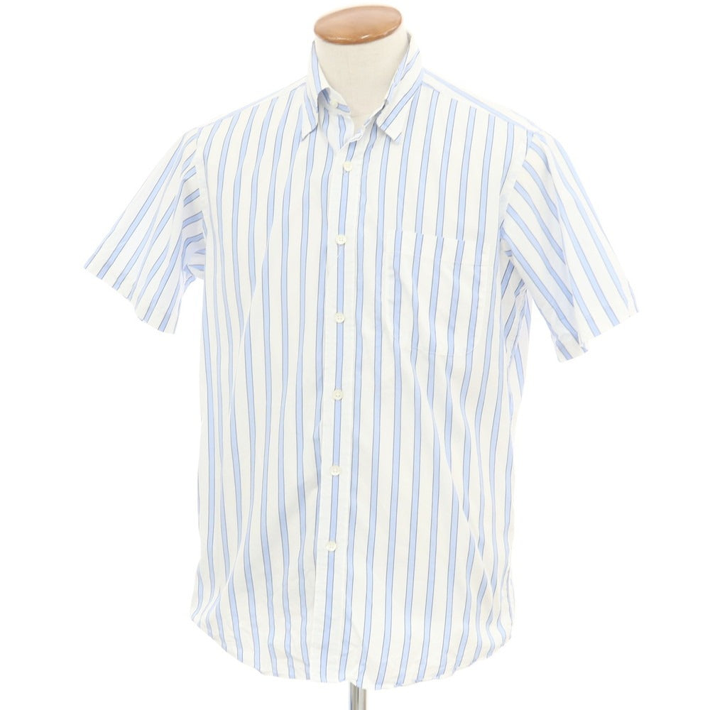 【中古】アクアスキュータム Aquascutum ストライプ 半袖シャツ ホワイトxブルー【 M 】【 状態ランクB 】【 メンズ 】