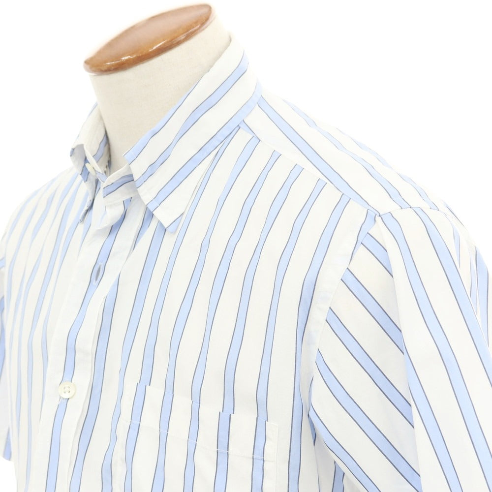 【中古】アクアスキュータム Aquascutum ストライプ 半袖シャツ ホワイトxブルー【 M 】【 状態ランクB 】【 メンズ 】