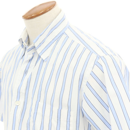 【中古】アクアスキュータム Aquascutum ストライプ 半袖シャツ ホワイトxブルー【 M 】【 状態ランクB 】【 メンズ 】