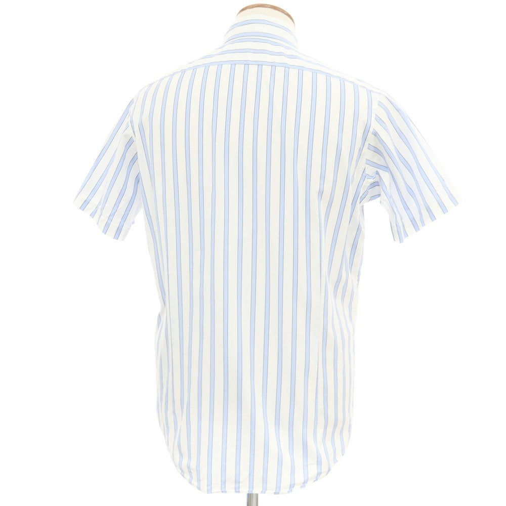 【中古】アクアスキュータム Aquascutum ストライプ 半袖シャツ ホワイトxブルー【 M 】【 状態ランクB 】【 メンズ 】