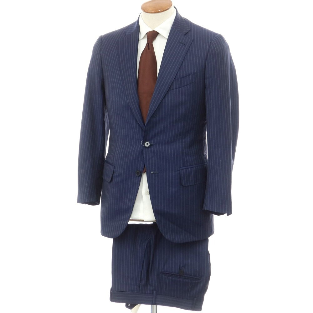 [Used] ISAIA Barneys New York custom wool striped 3 button suit navy x blue [46] [Condition Rank D] [Men&