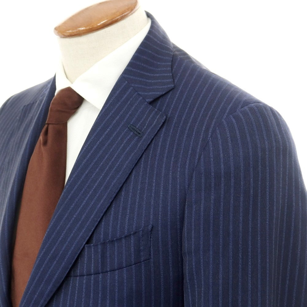 [Used] ISAIA Barneys New York custom wool striped 3 button suit navy x blue [46] [Condition Rank D] [Men&