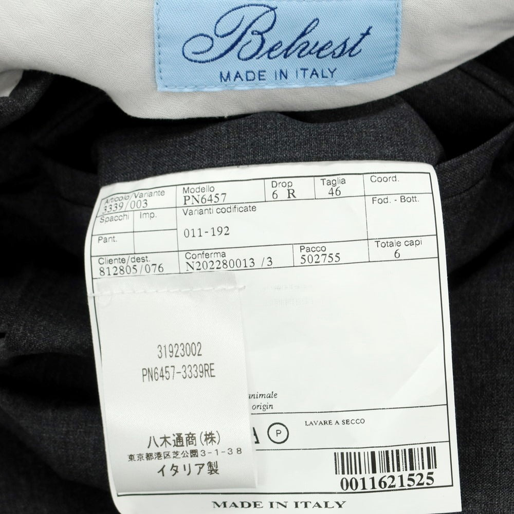 【中古】【未使用】ベルベスト Belvest ウール ドレススラックスパンツ ダークグレー【 46 】【 状態ランクS 】【 メンズ 】