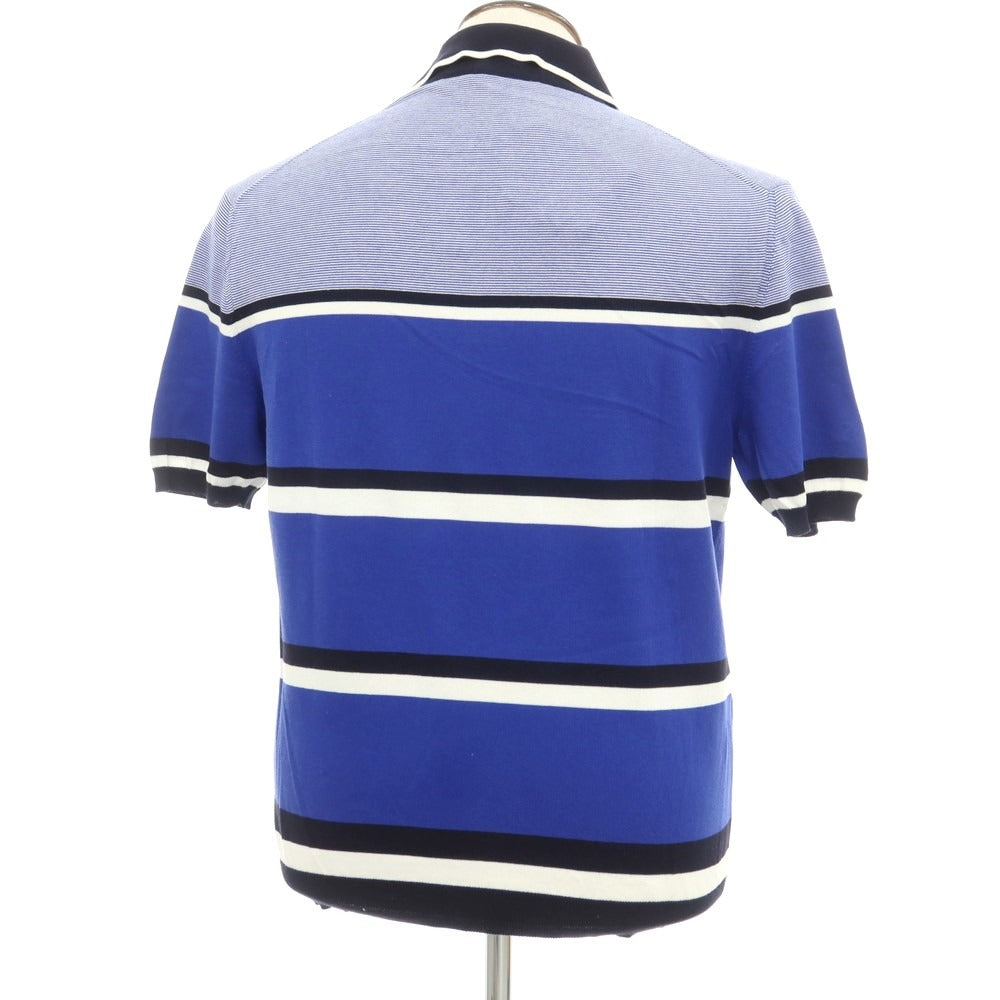 【中古】【未使用】クルチアーニ CRUCIANI コットン 半袖 ポロニット ブルーxブラック【 サイズ50 】【 状態ランクS 】【 メンズ 】 [EPD]