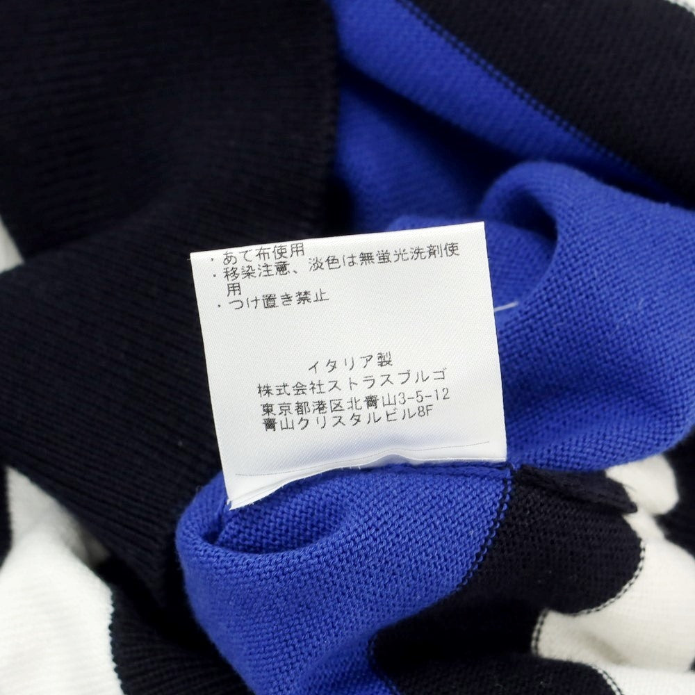 【中古】【未使用】クルチアーニ CRUCIANI コットン 半袖 ポロニット ブルーxブラック【 サイズ50 】【 状態ランクS 】【 メンズ 】 [EPD]