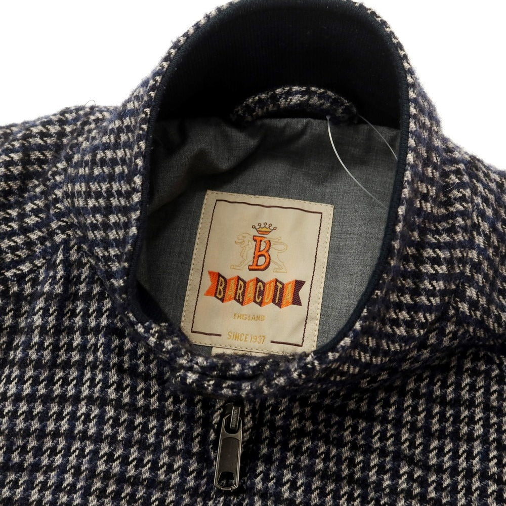 【中古】バラクータ BARACUTA ウールナイロン チェック 中綿 スイングトップ ネイビーxホワイト【 40 】【 状態ランクC 】【 メンズ 】