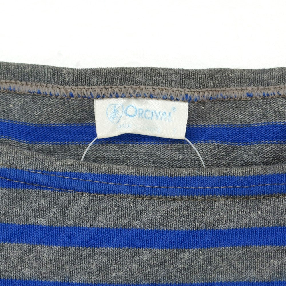 【中古】オーシバル ORCIVAL コットン ボーダー 長袖Ｔシャツ グレーxブルー【サイズ3】【GRY】【S/S/A/W】【状態ランクC】【メンズ】【759074】