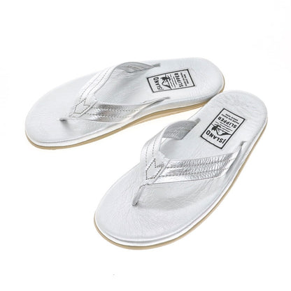 【中古】【未使用】アイランドスリッパ ISLAND SLIPPER レザー トングサンダル シルバー【 8 】【 状態ランクS 】【 メンズ 】