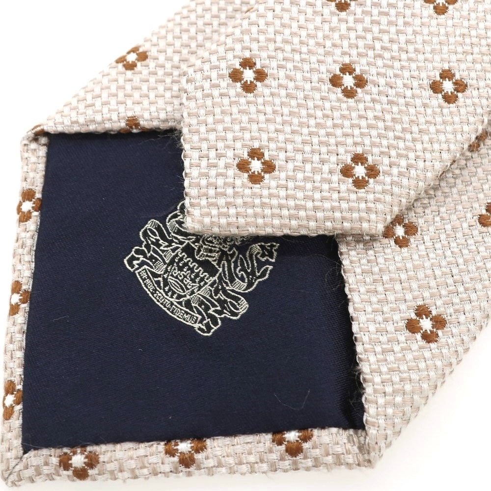 【中古】アクアスキュータム Aquascutum シルク 小紋柄ネクタイ ベージュxブラウン【 状態ランクC 】【 メンズ 】