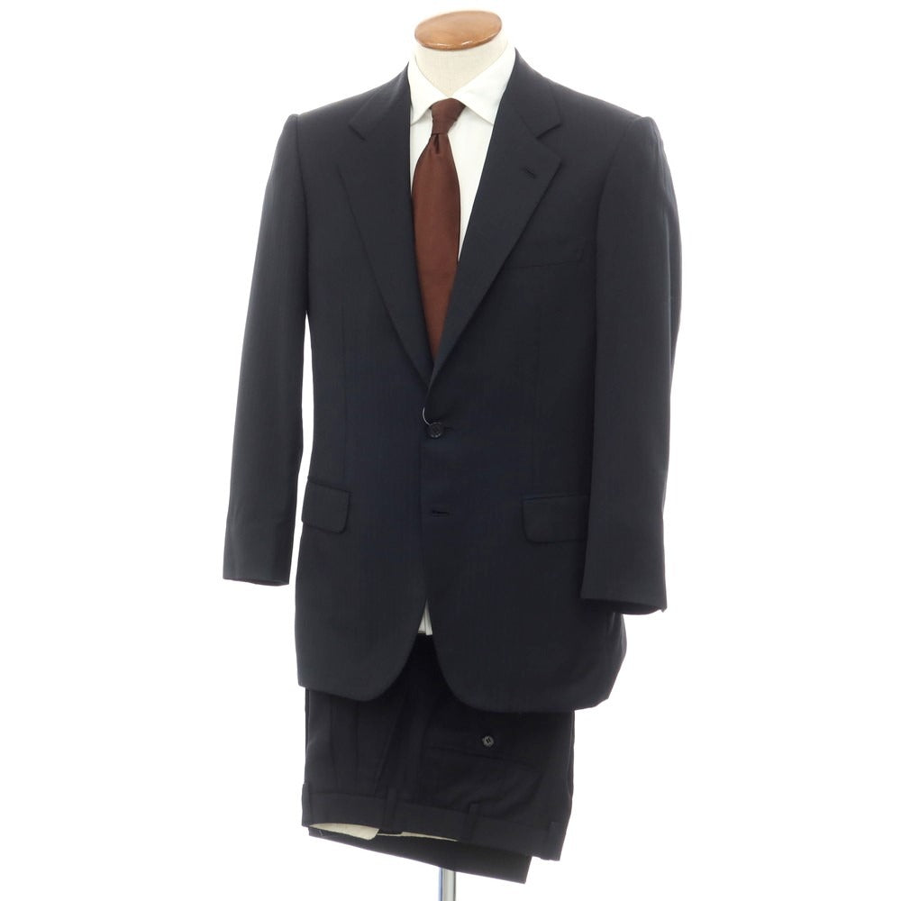 【中古】ブリオーニ Brioni SUPER150’S ウール ストライプ 2つボタンスーツ ダークネイビー【 46 】【 状態ランクC 】【 メンズ 】