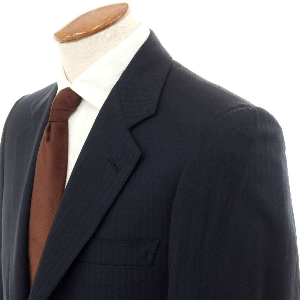 【中古】ブリオーニ Brioni SUPER150’S ウール ストライプ 2つボタンスーツ ダークネイビー【 46 】【 状態ランクC 】【 メンズ 】