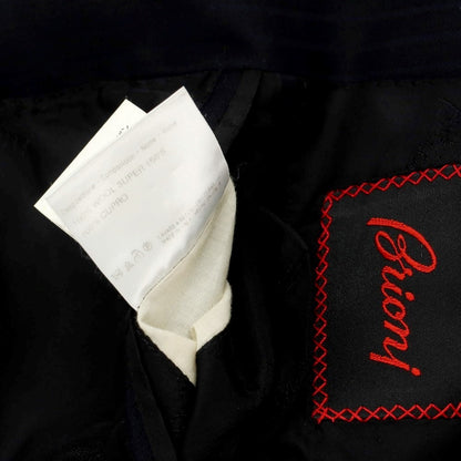 【中古】ブリオーニ Brioni SUPER150’S ウール ストライプ 2つボタンスーツ ダークネイビー【 46 】【 状態ランクC 】【 メンズ 】