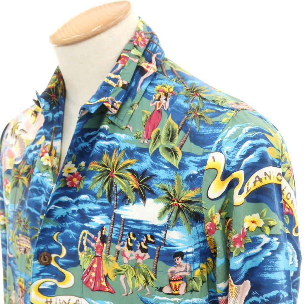 【中古】カラカウア An Original Kalakaua hawai柄 アロハシャツ ブルー【 XS 】【 状態ランクB 】【 メンズ 】