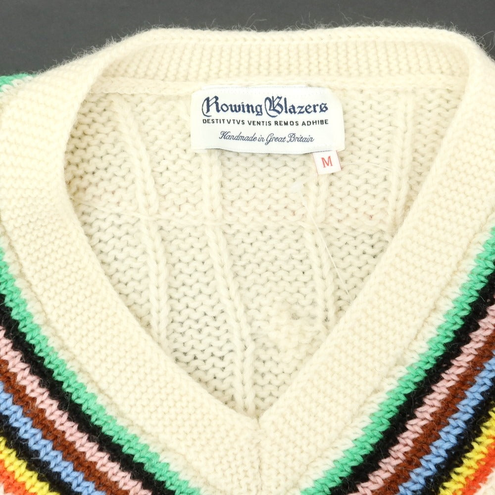 【中古】ローイング ブレザーズ Rowing Blazers ウール系 Vネック プルオーバーニット オフホワイト【サイズM】【WHT】【A/W】【状態ランクB】【メンズ】