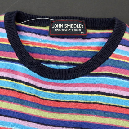 【中古】ジョンスメドレー JOHN SMEDLEY コットン ボーダー プルオーバーニット マルチカラー【サイズXS】【MLT】【S/S】【状態ランクB】【メンズ】【759074】