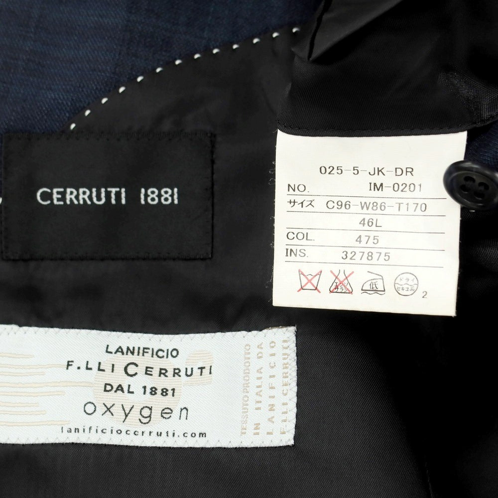 【中古】チェルッティ 1881 CERRUTI 1881 リネンウールコットン チェック テーラードジャケット ネイビー【 46 】【 状態ランクC 】【 メンズ 】